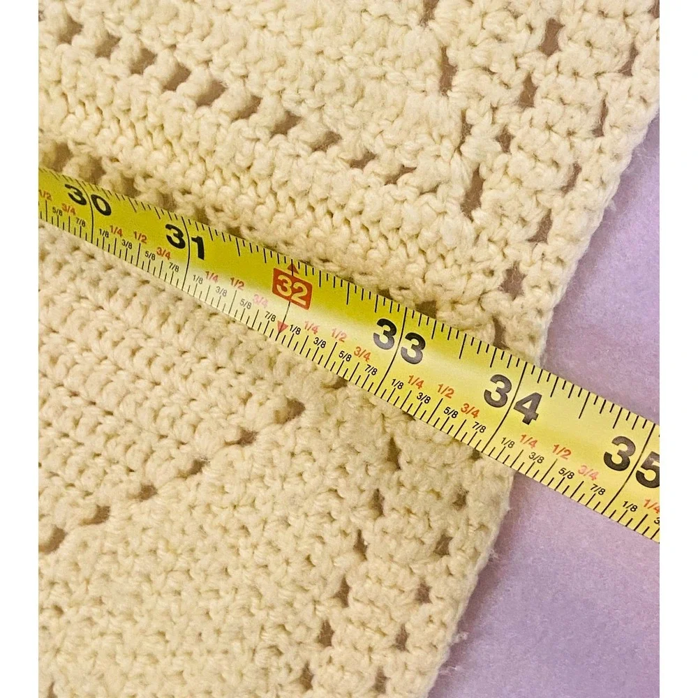 Handmade Crochet Baby Afghan Blanket Pale Yellow 47
